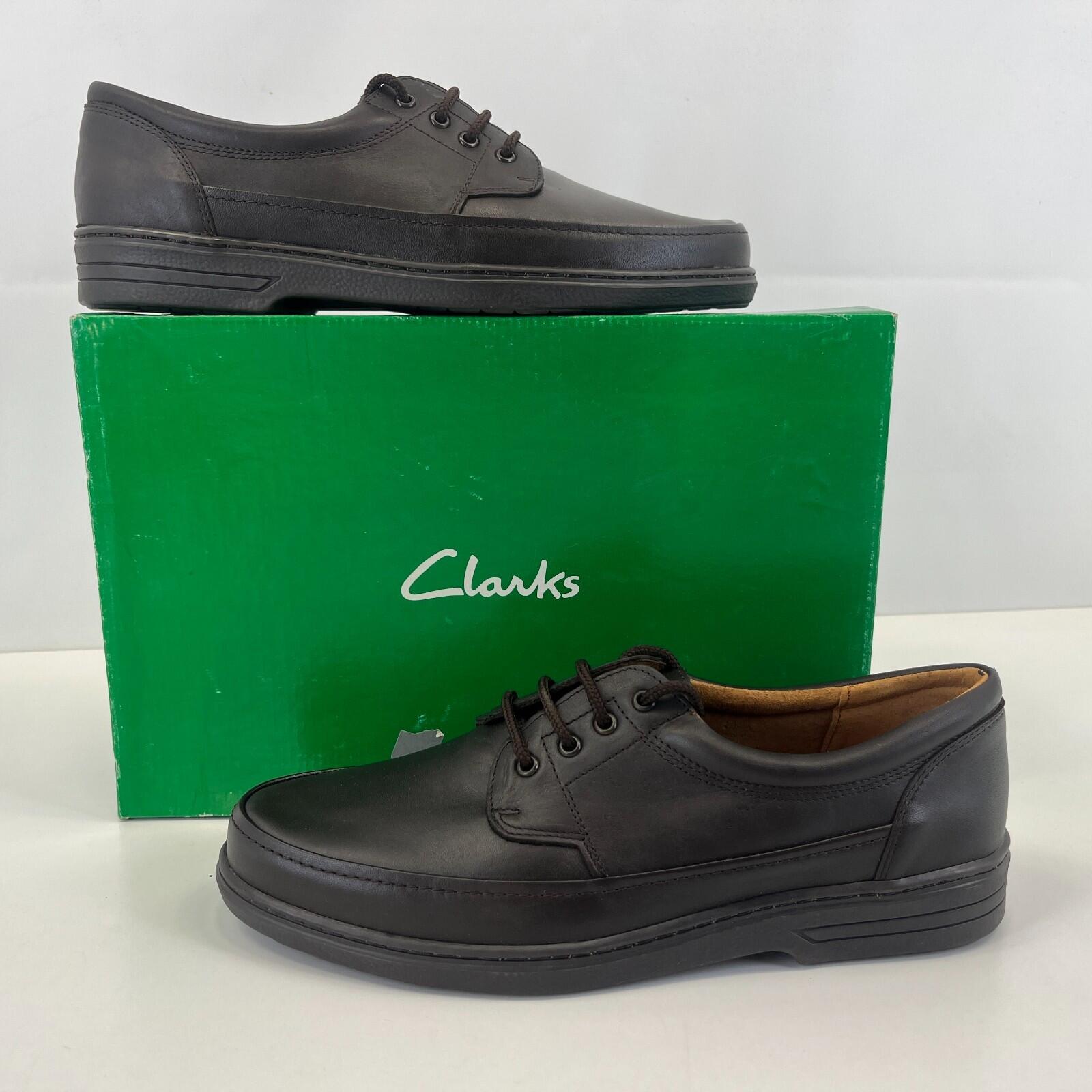 Men's Clarks Brown Leather Loafers Shoes size UK 10 G - EU 44 1/2 - New Boxed
