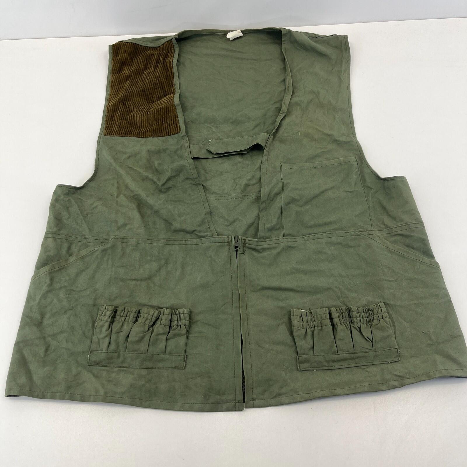 French Waistcoat Gilet Shooting Vest Olive Green Fishing Gamekeeper size Large
