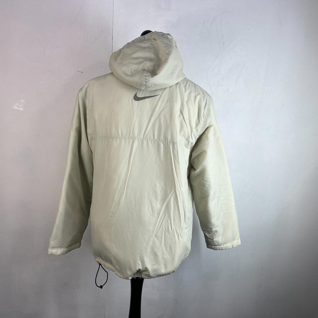 Nike Jacket Men's Quilt Lined Insulated Coat with Removable hood in Cream size M
