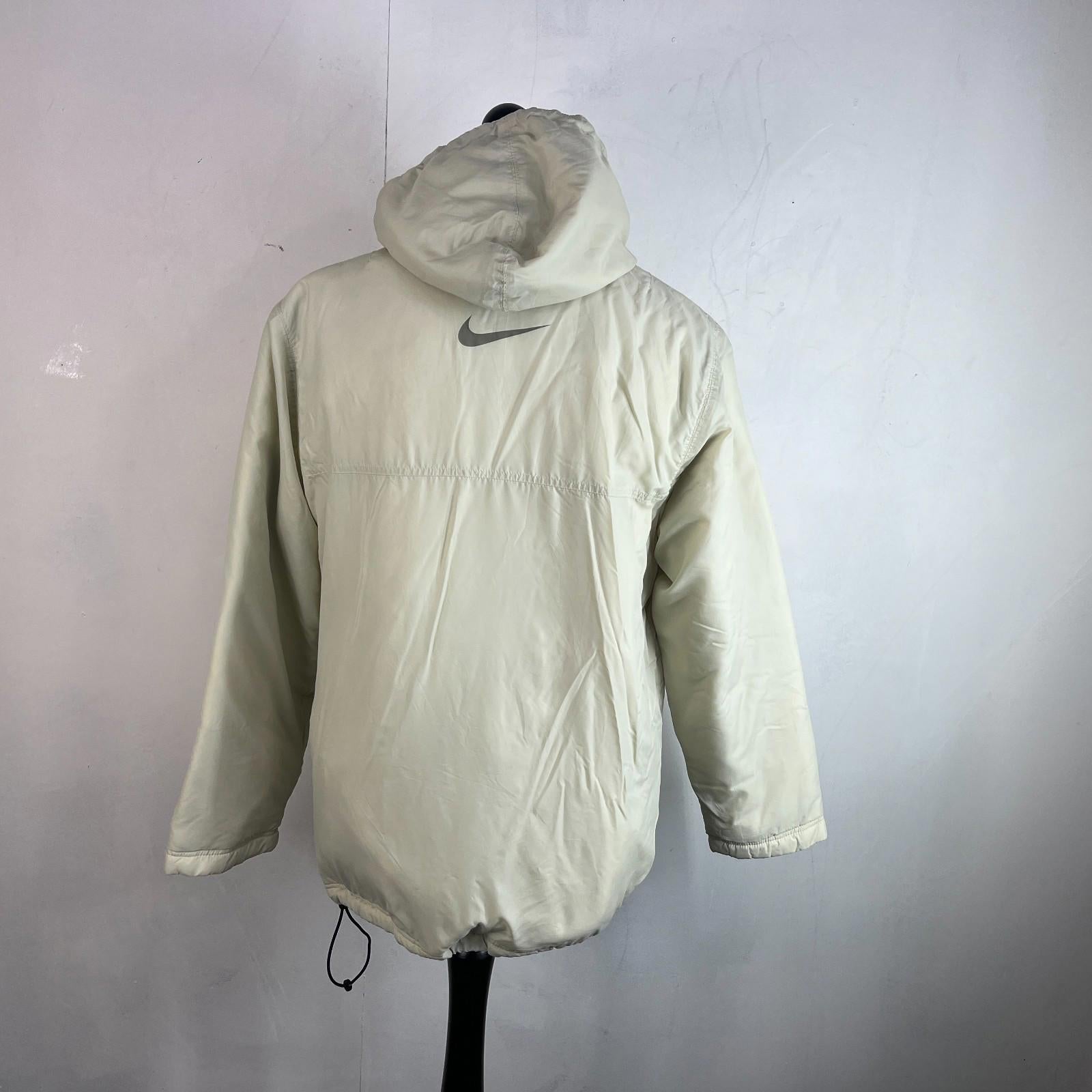 Nike Jacket Men's Quilt Lined Insulated Coat with Removable hood in Cream size M