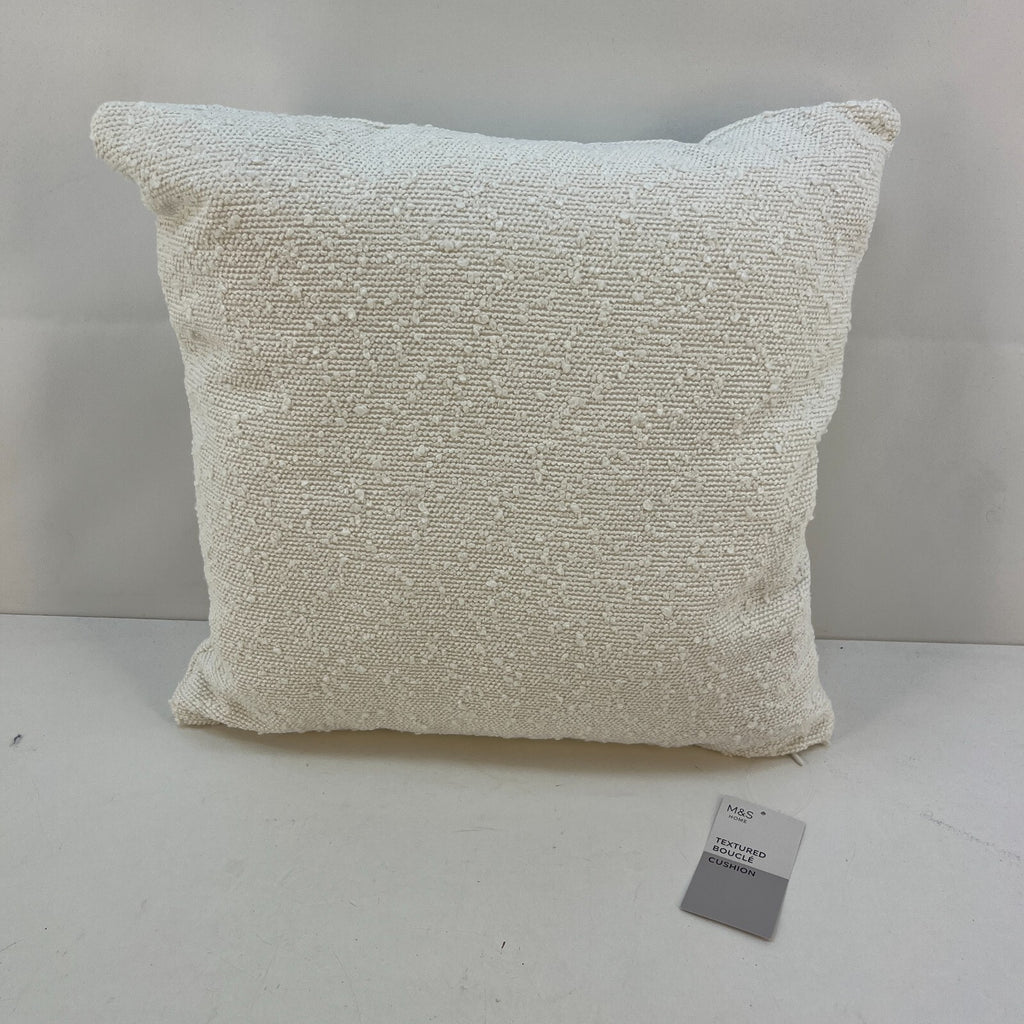 Marks and Spencer M&S Cotton Textured Boucle Cushion White Square 43cm - 17" New