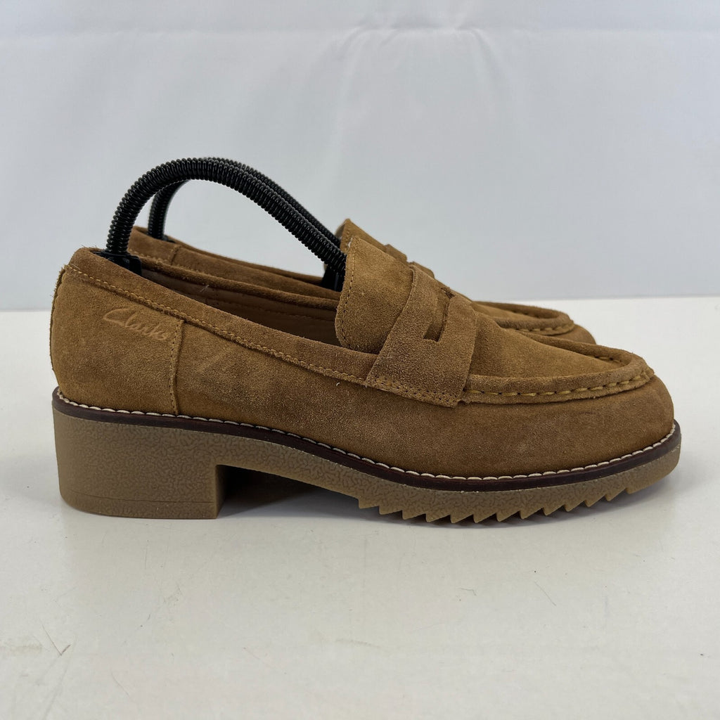 Clarks Eden Women's Suede Moccasin Shoes Tan Brown Slip On UK 6.5 EU 40 - NWOB