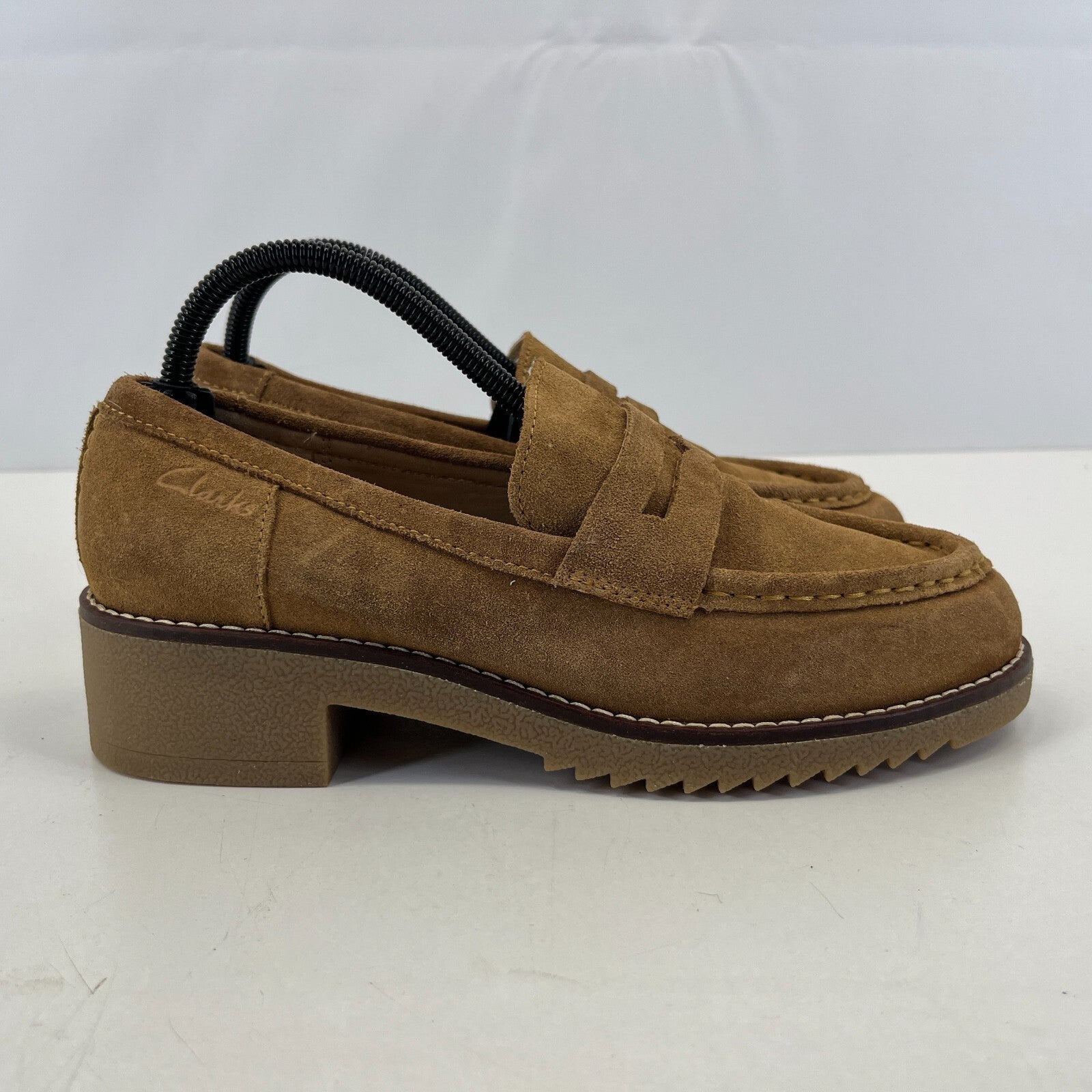Clarks Eden Women's Suede Moccasin Shoes Tan Brown Slip On UK 6.5 EU 40 - NWOB
