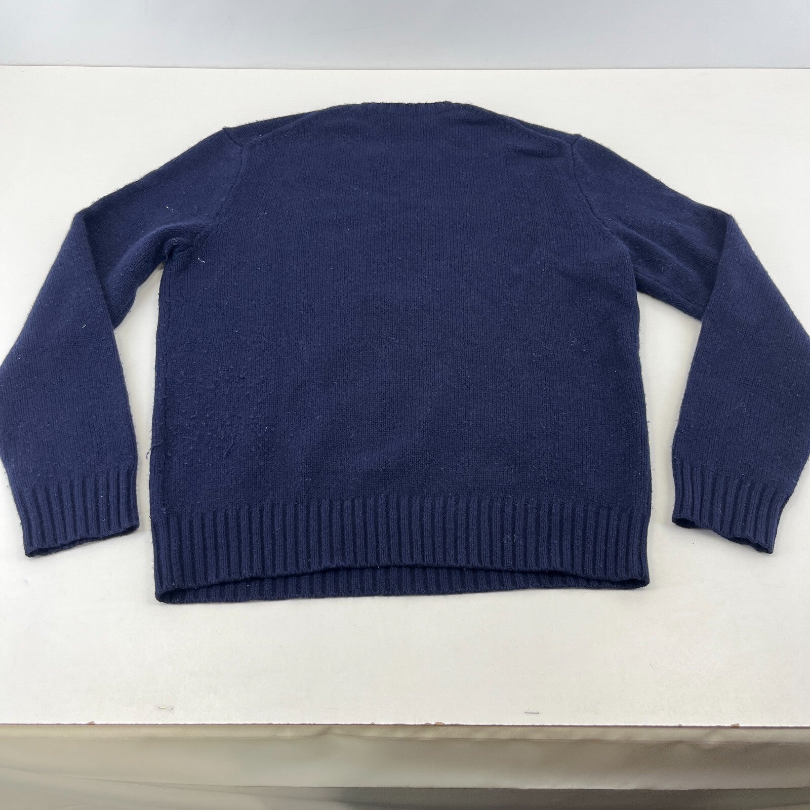 Polo Ralph Lauren Jumper Womens Medium Navy Blue Bear Wool Knit Pullover Sweater