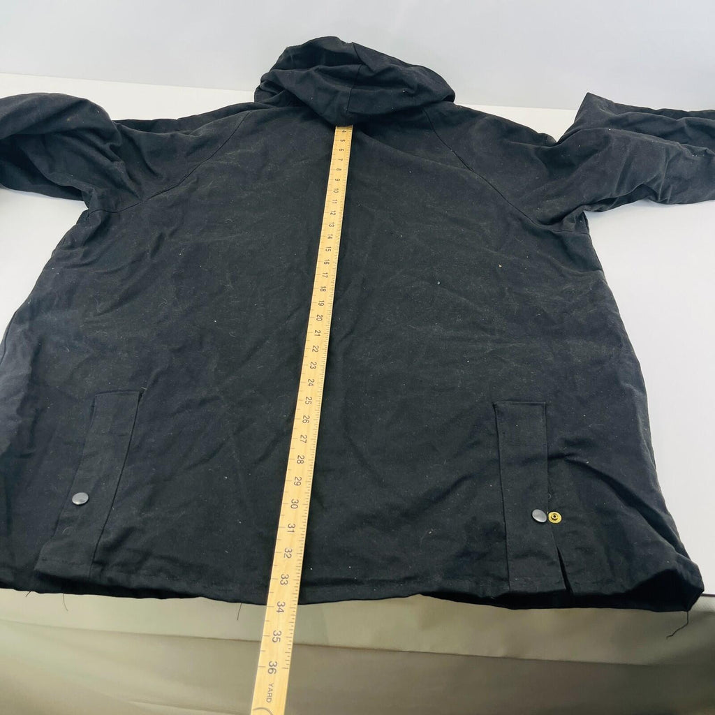 Men's Heavy Denim Wax Jacket in Black with Hood size 2XL