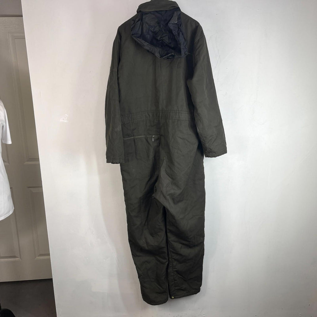 Vtg Montgomery Ward Powr House Thermal Insulated Overalls Green w/ Hood size XL