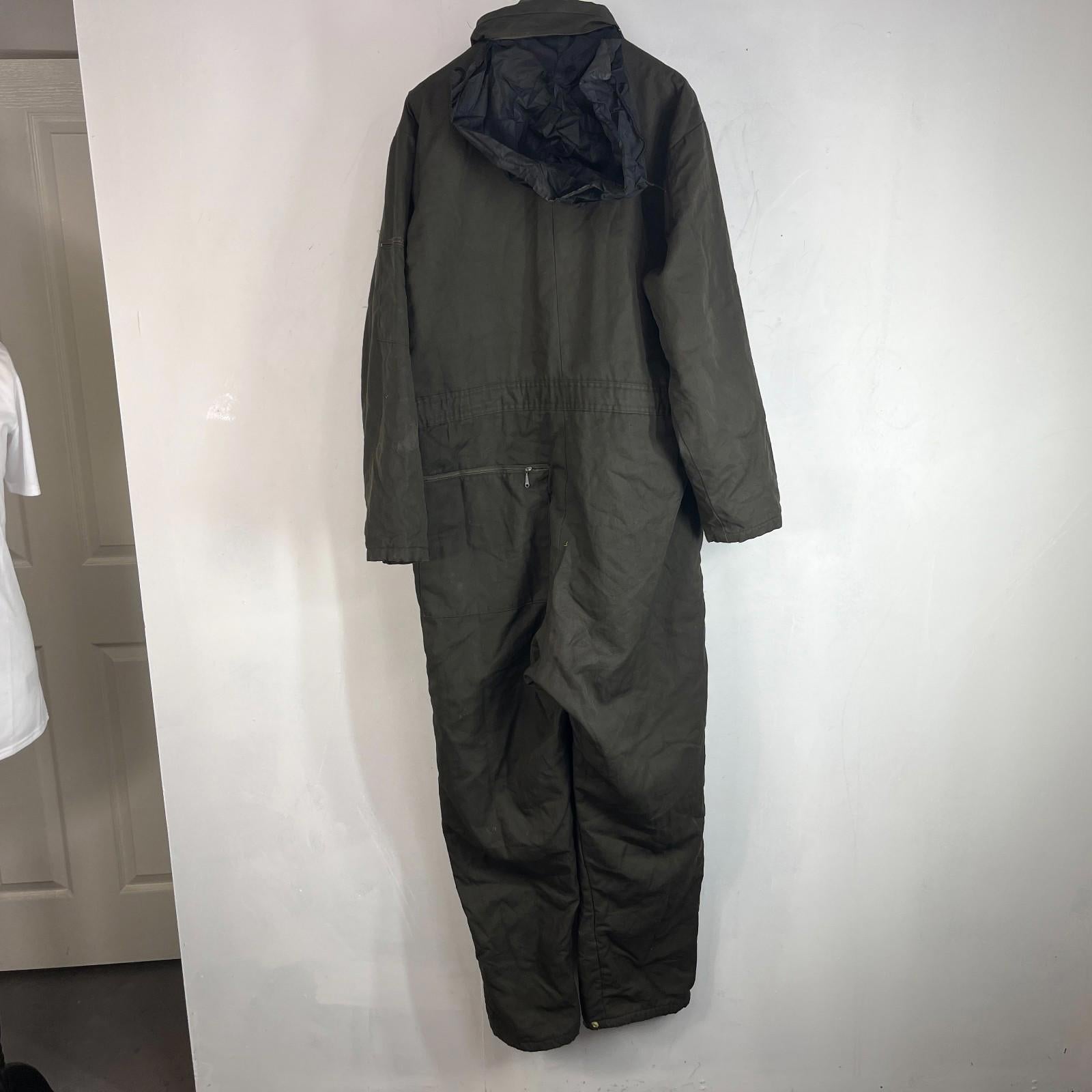 Vtg Montgomery Ward Powr House Thermal Insulated Overalls Green w/ Hood size XL