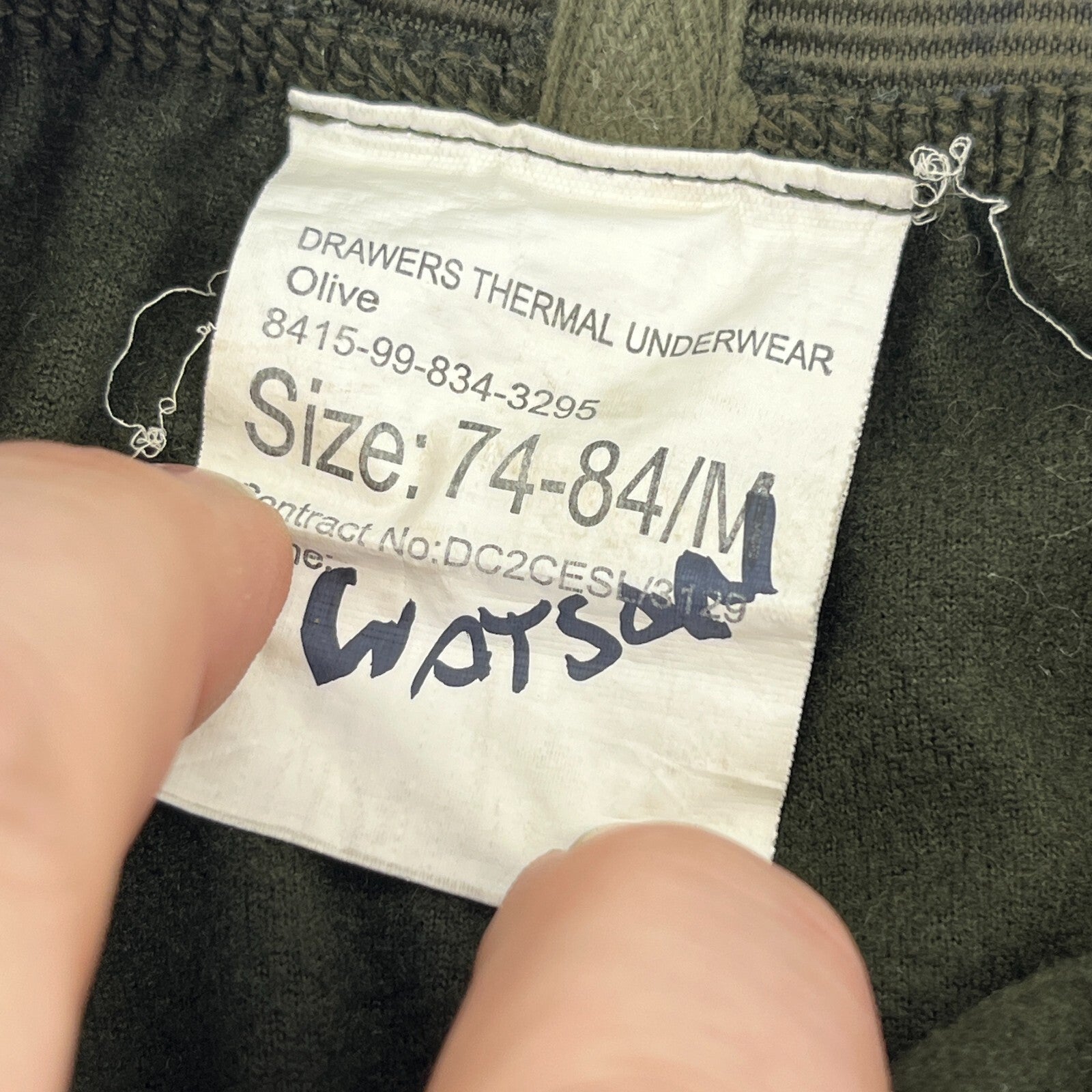 British Army  Olive Green Long Johns Thermal Underwear 74-84/M