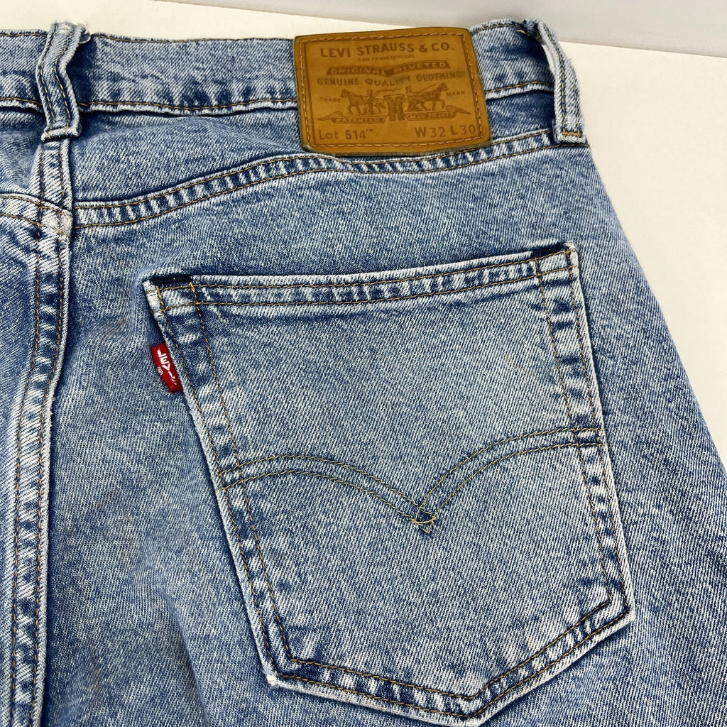 Levi Strauss 514 Jeans Blue Regular Straight Denim W32 L30 Zip Fly Men's Red Tab