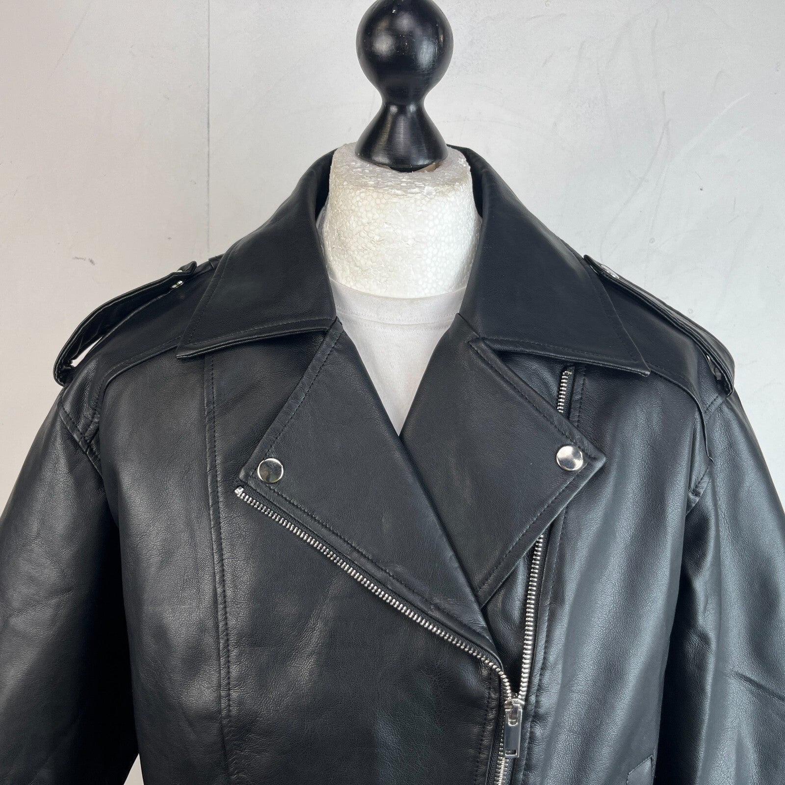 Be You Women’s Black Faux Leather Biker Jacket UK size 20 - New