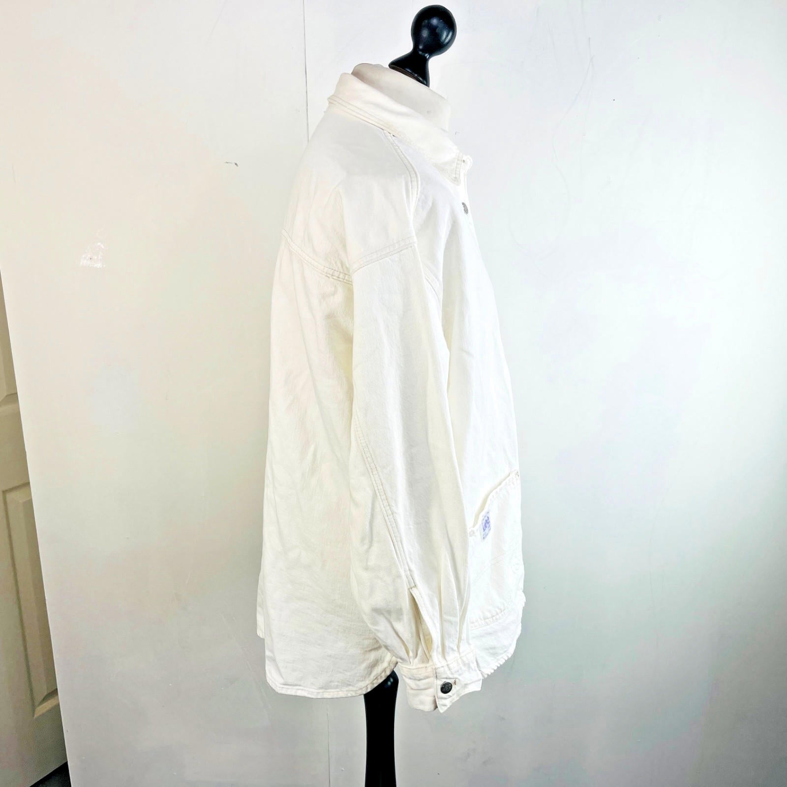 Lee at H&M Overshirt Mens Denim Shacket in White size L Oversized 100% Cotton