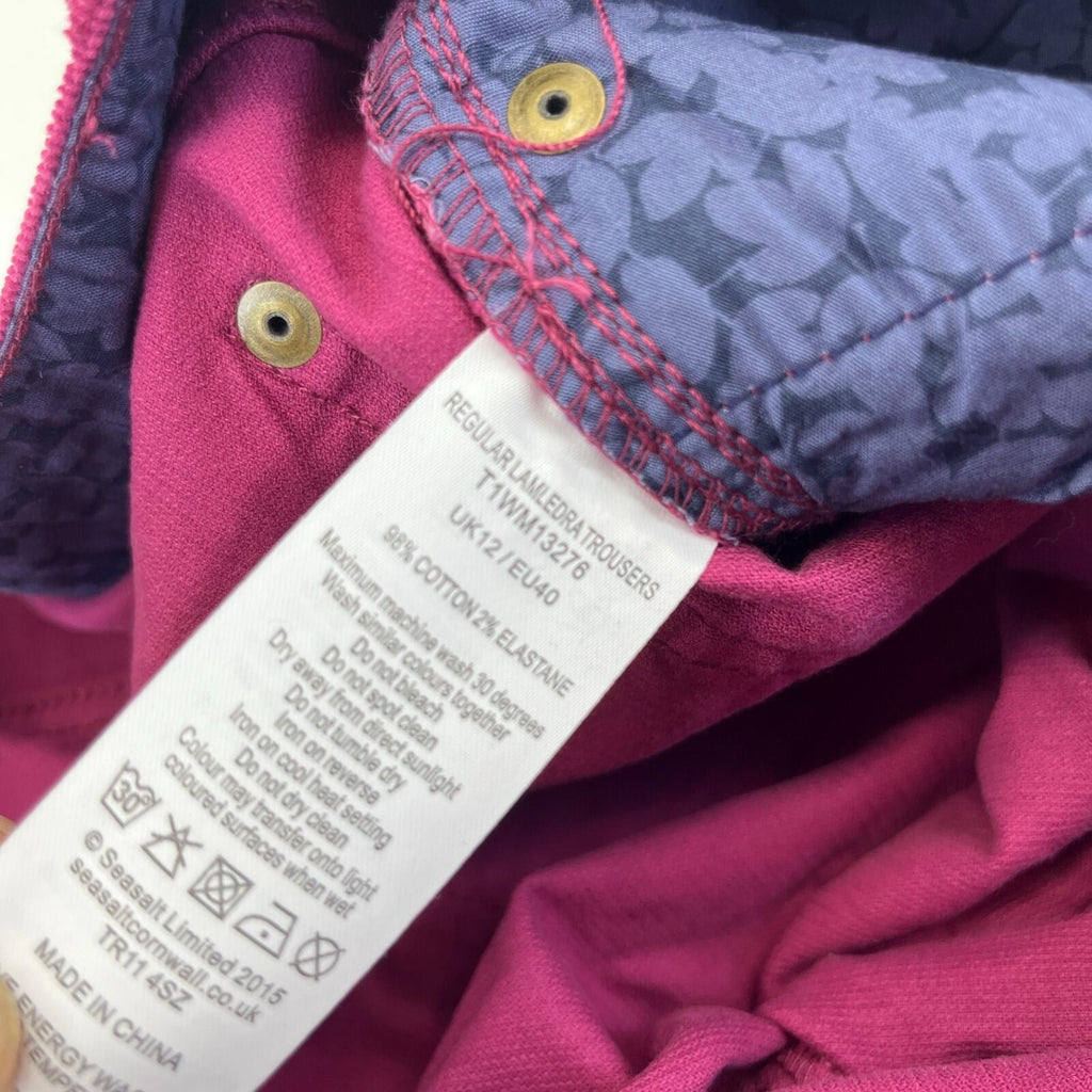 Seasalt Lamledra Cotton Corduroy Trousers Cord Pants in Magenta Pink size 12 R