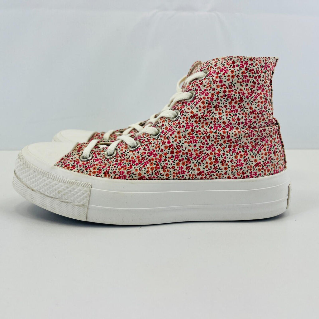 Converse All Star Chuck Taylor Hi-Top Red/White Floral Womens Trainers UK 5