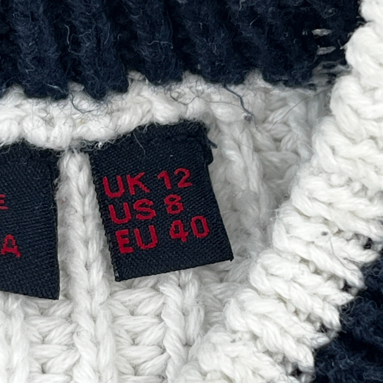 Superdry Women's  Chunky Cable Knit Jumper White & Black size 12