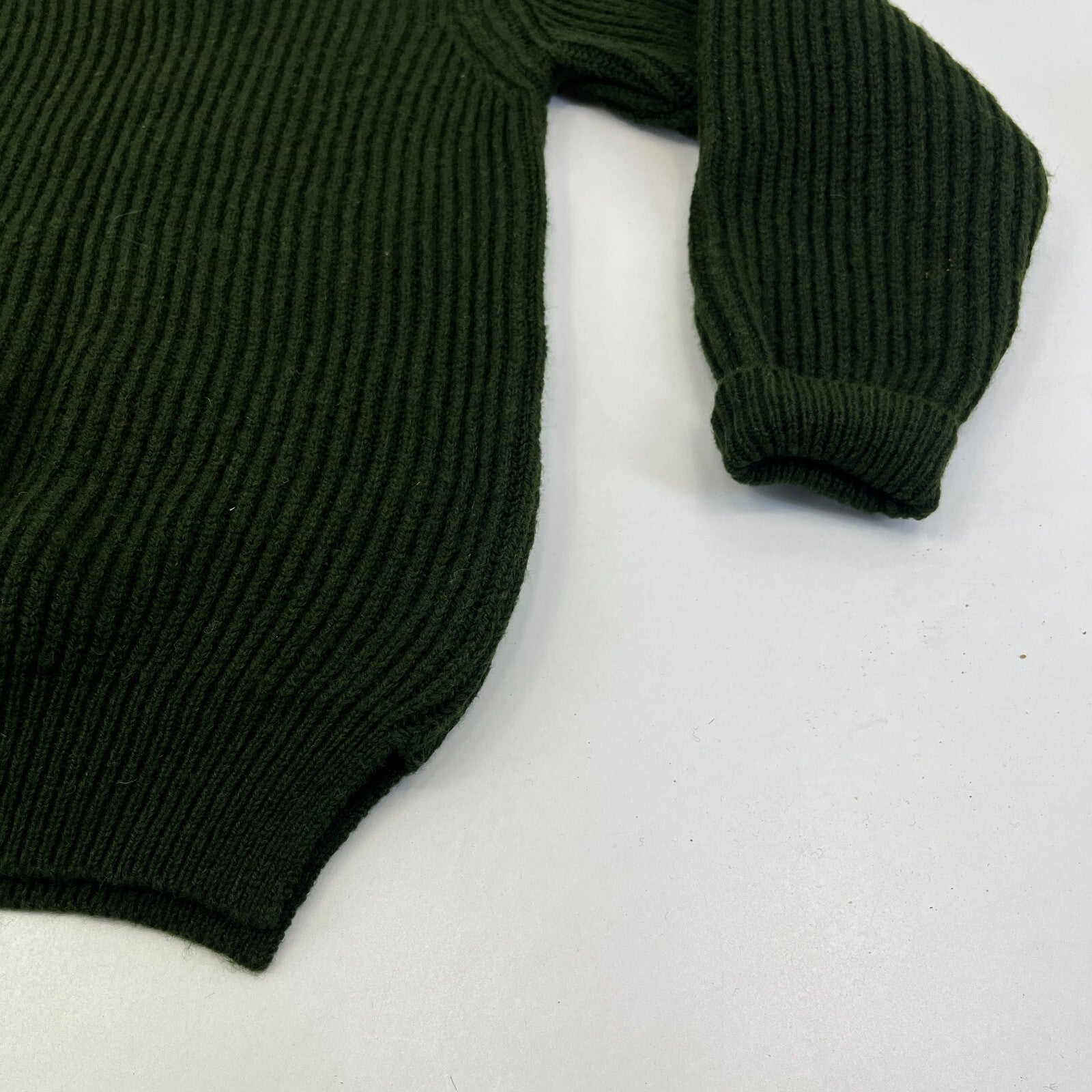 Brenire British Army WO1 RSM Green Ribbed Wool Jumper Made in Scotland size M
