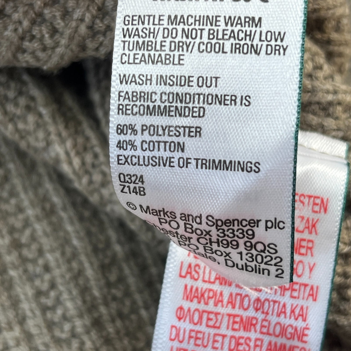 M&S Men's Cotton Blend Cable Knit Crew Neck Jumper Mushroom Beige Brown 3XL New