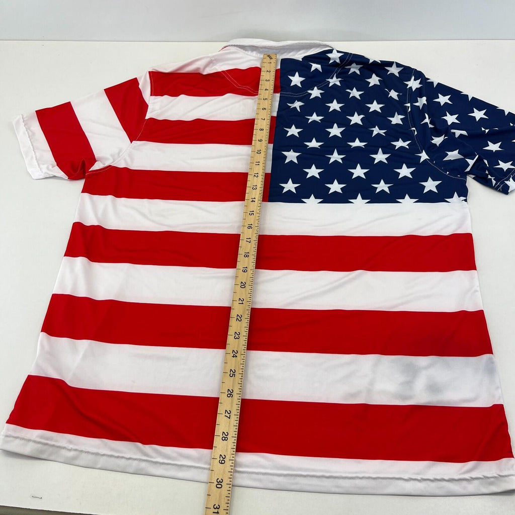 Royal & Awesome USA Flag Polo Shirt Men's size XL Red White Blue