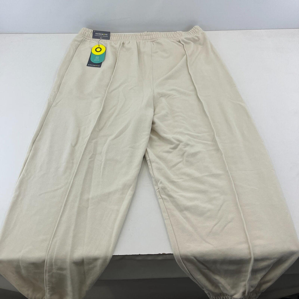 M&S Ladies Goodmove Parachute Joggers Cuffed Trousers Pants Cream UK size 18 New