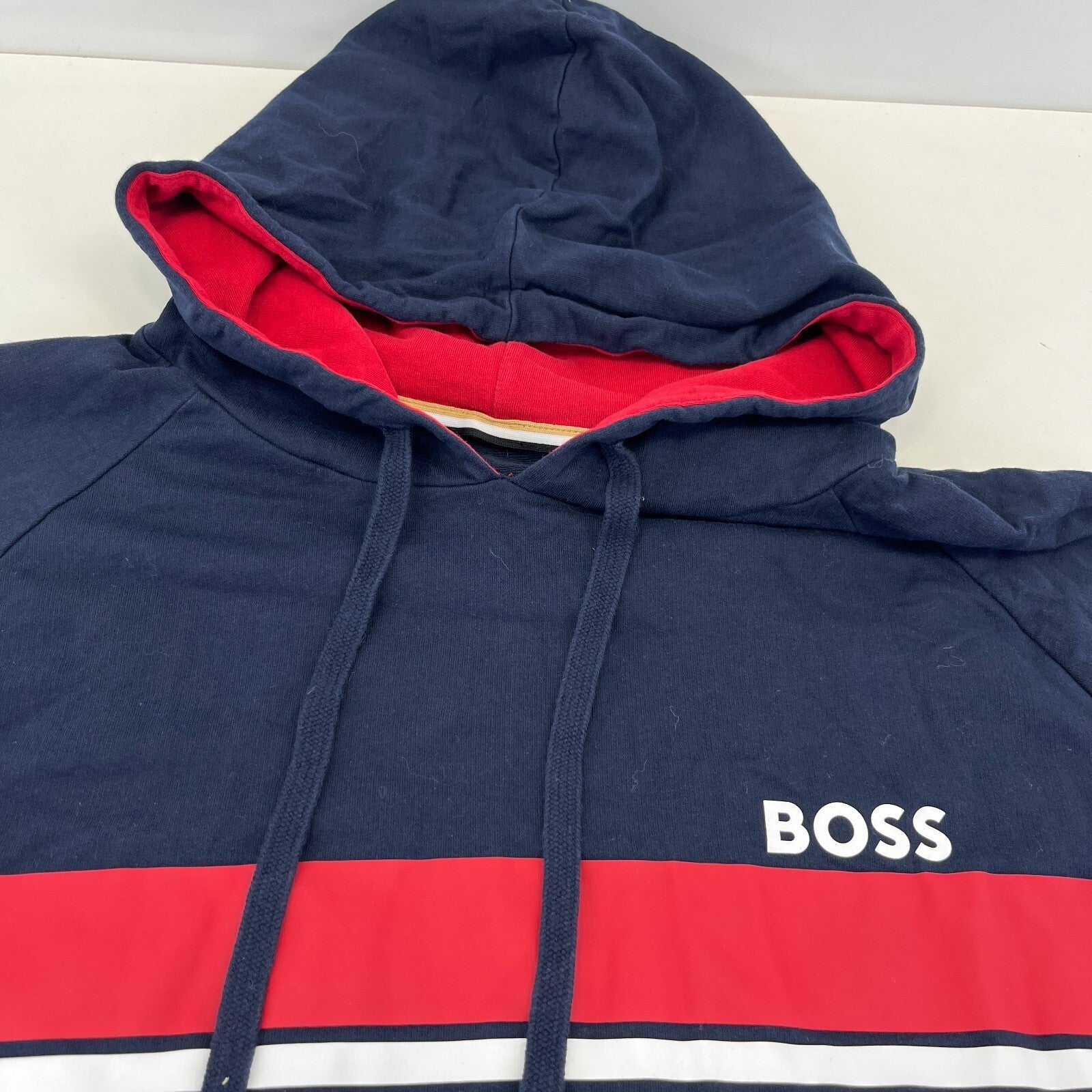 Hugo Boss Mens Lightweight Hoodie in Navy Blue size Medium