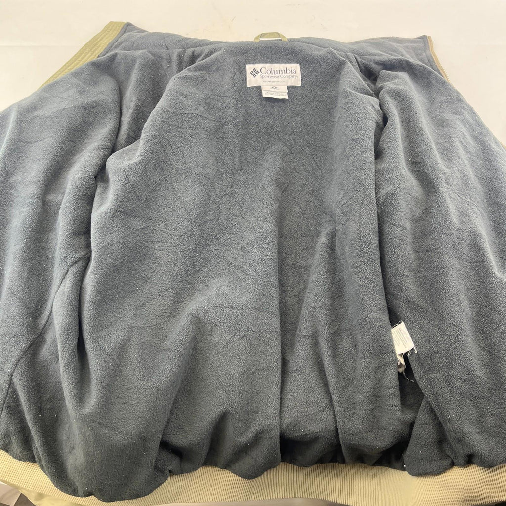 Columbia Men's Bomber Jacket Beige Fleece Lined Warm Casual US size 2XL - UK 3XL