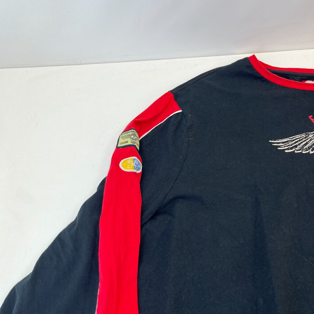 Joe Browns Biker T-shirt Mens Black/Red size 6XL Crew Neck Long Sleeve Cotton