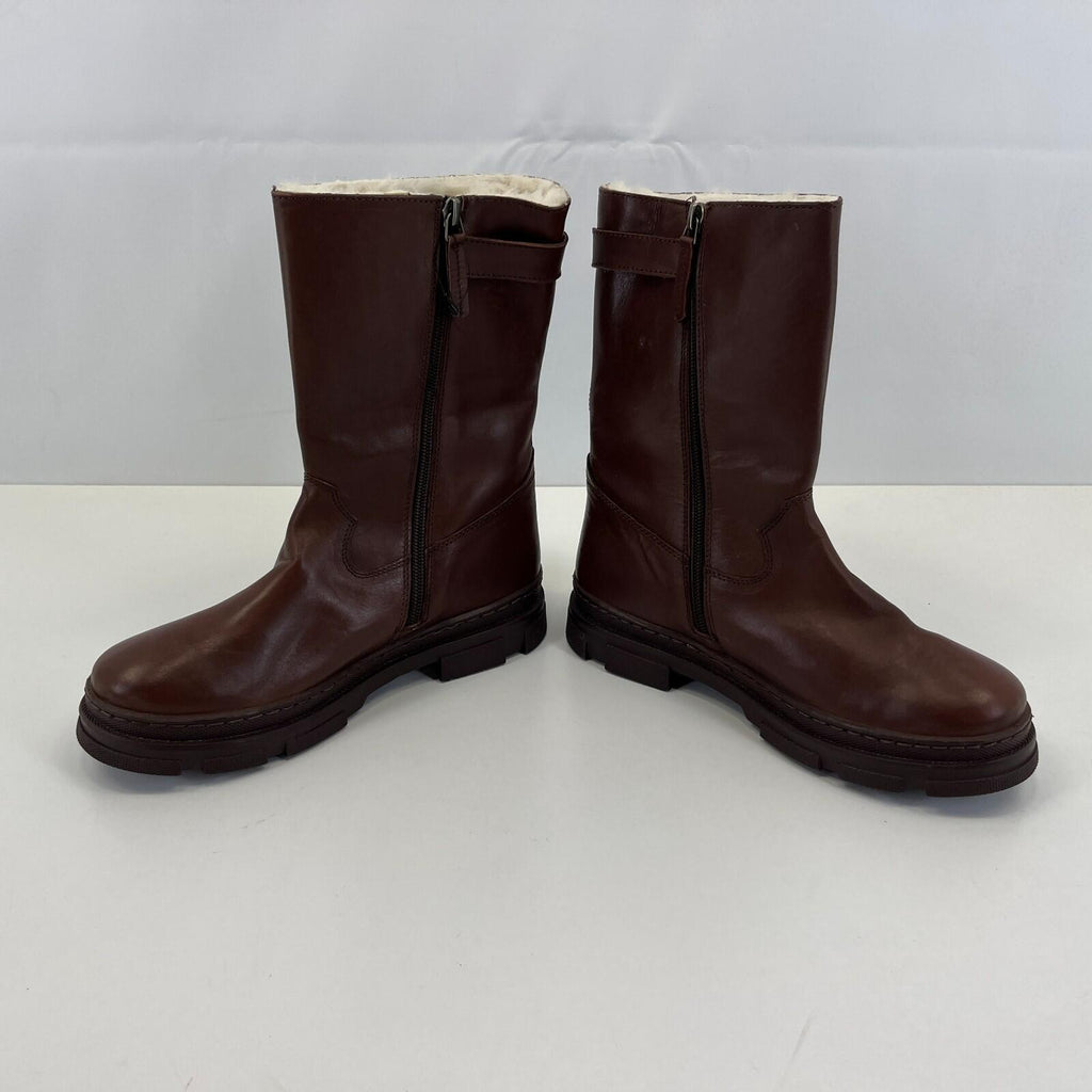 Next Premium Women's Brown Leather Faux Fur Lined Calf Boots size UK 4 / EU 37