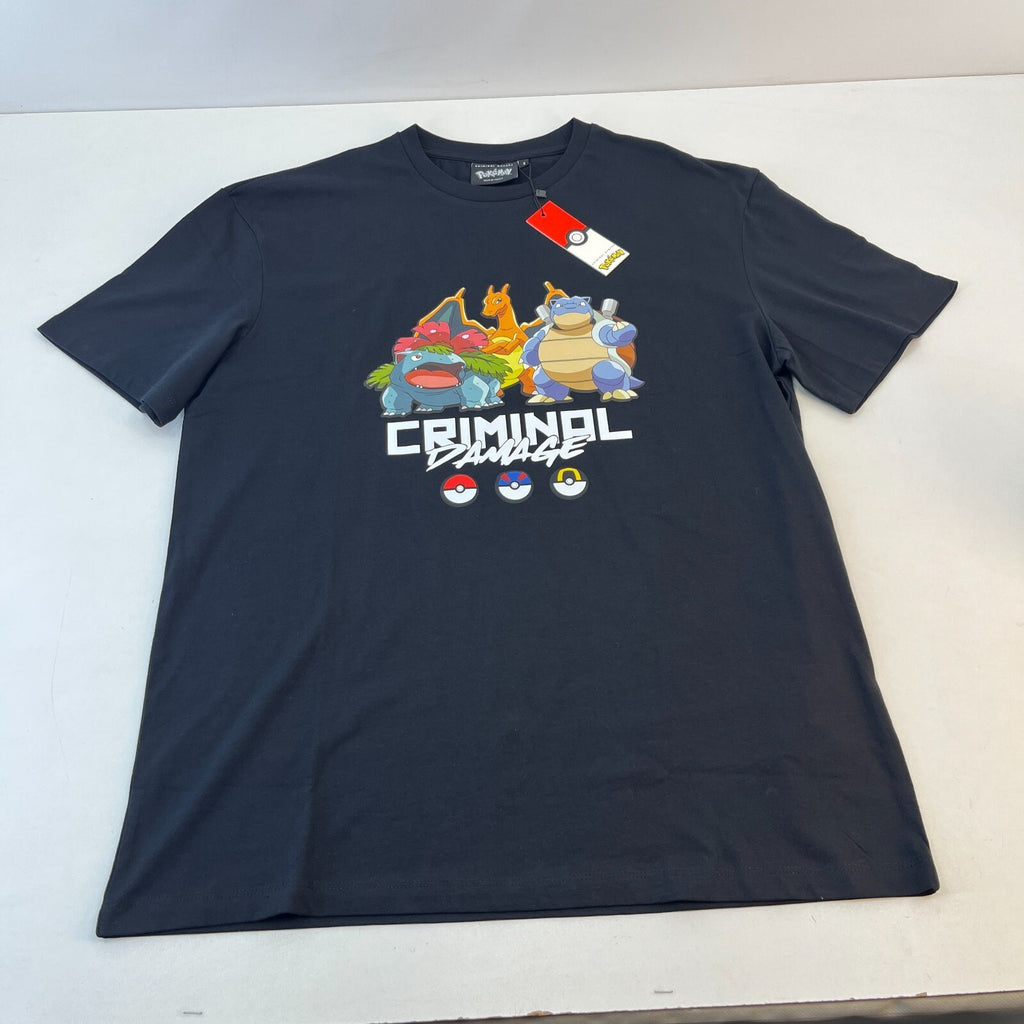 Criminal Damage Premium Black Pokémon T-Shirt Short Sleeve size Small