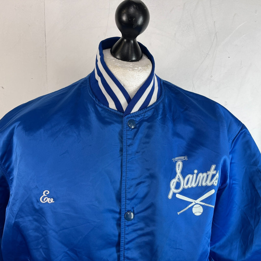 Genuine Saints Men's Baseball Jacket Bomber Top Metallic Blue size XL