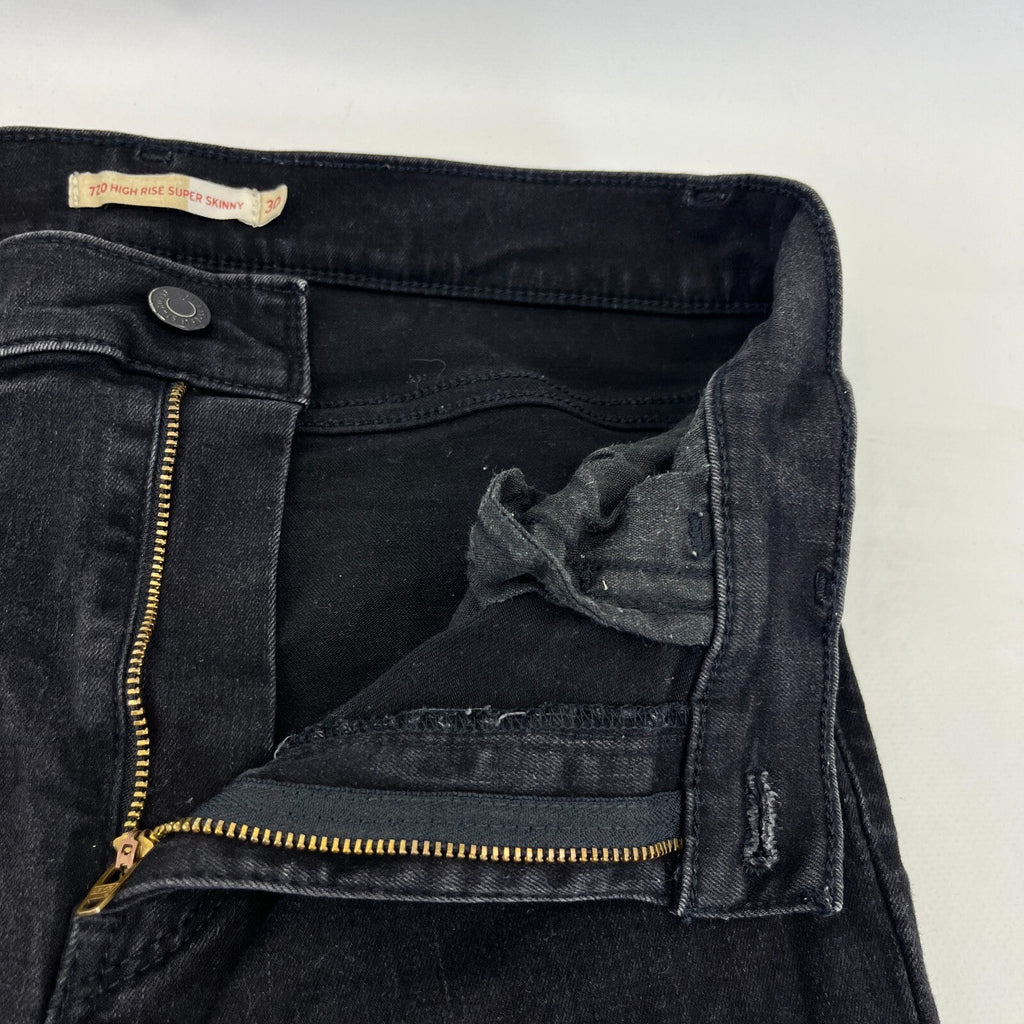Levi's 720 High Rise Super Skinny Jeans W30" L29" - Black Cotton Denim
