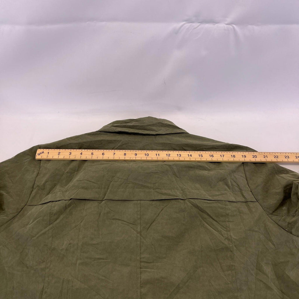 Sears Vtg Distressed Look Military Trench Coat Olive Green Belted - Women's 3XL
