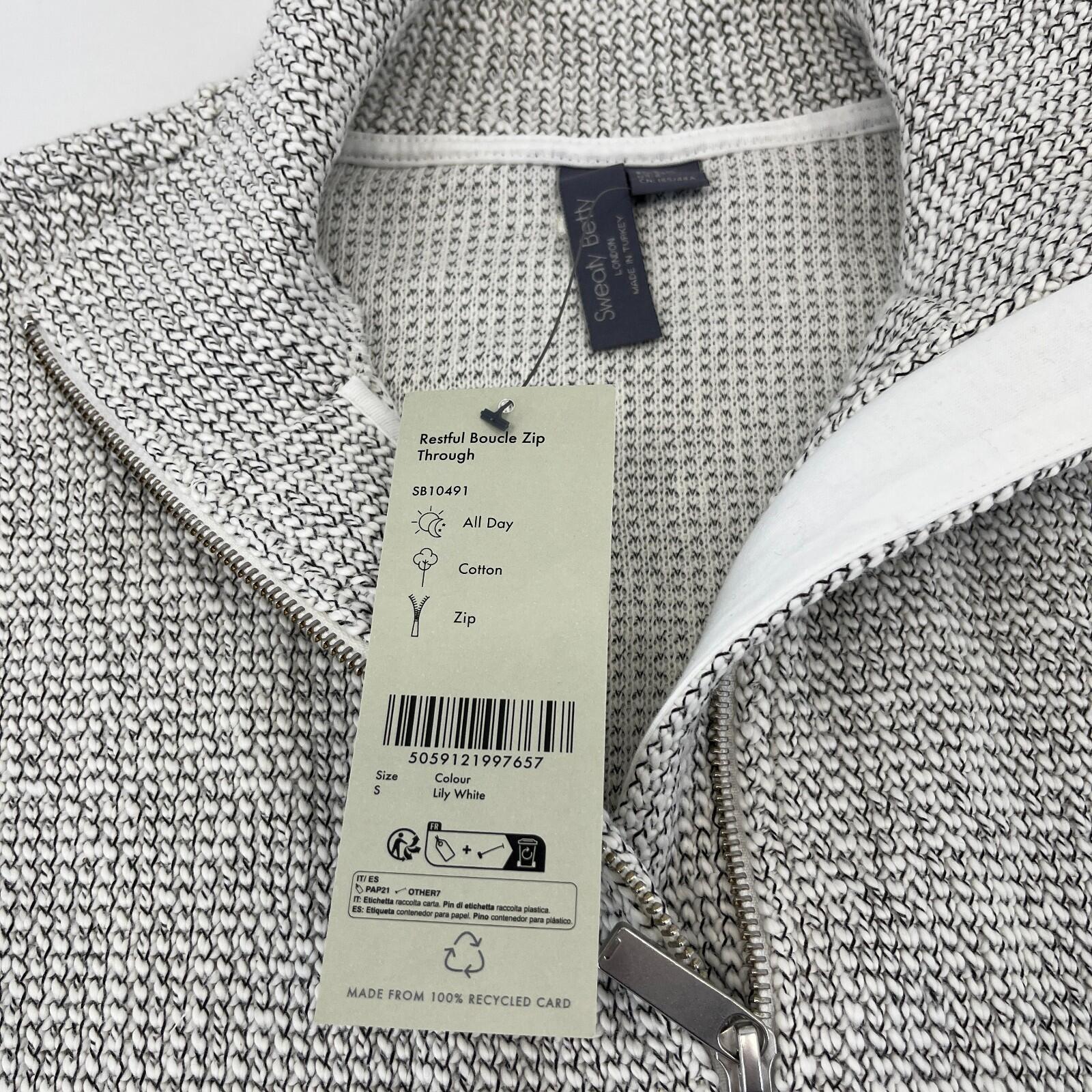Sweaty Betty Restful Boucle Zip-Through Jacket Lily White size Small