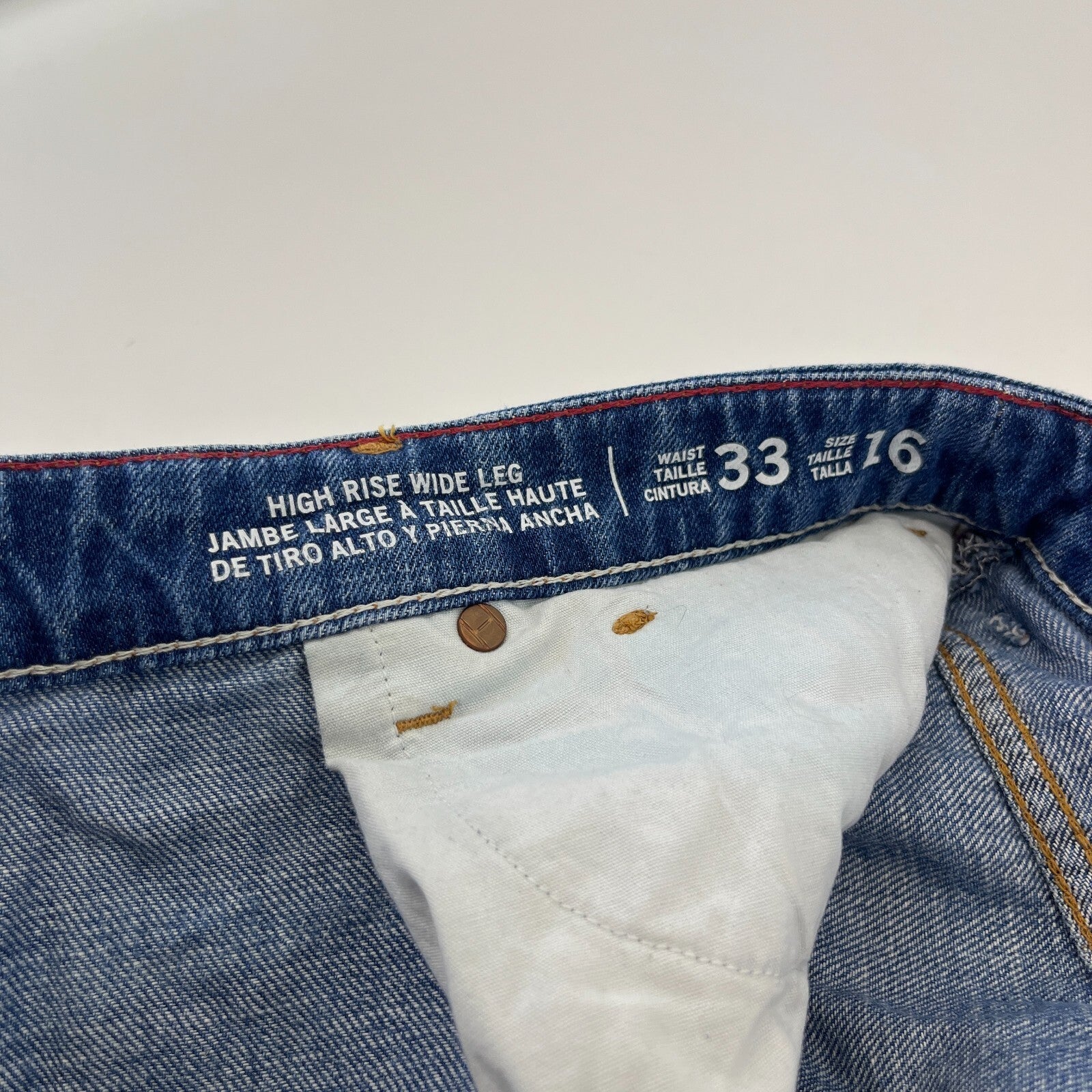 Tommy Hilfiger Womens High Rise Wide Leg Jeans UK size 16 W33" L30" Mid Blue