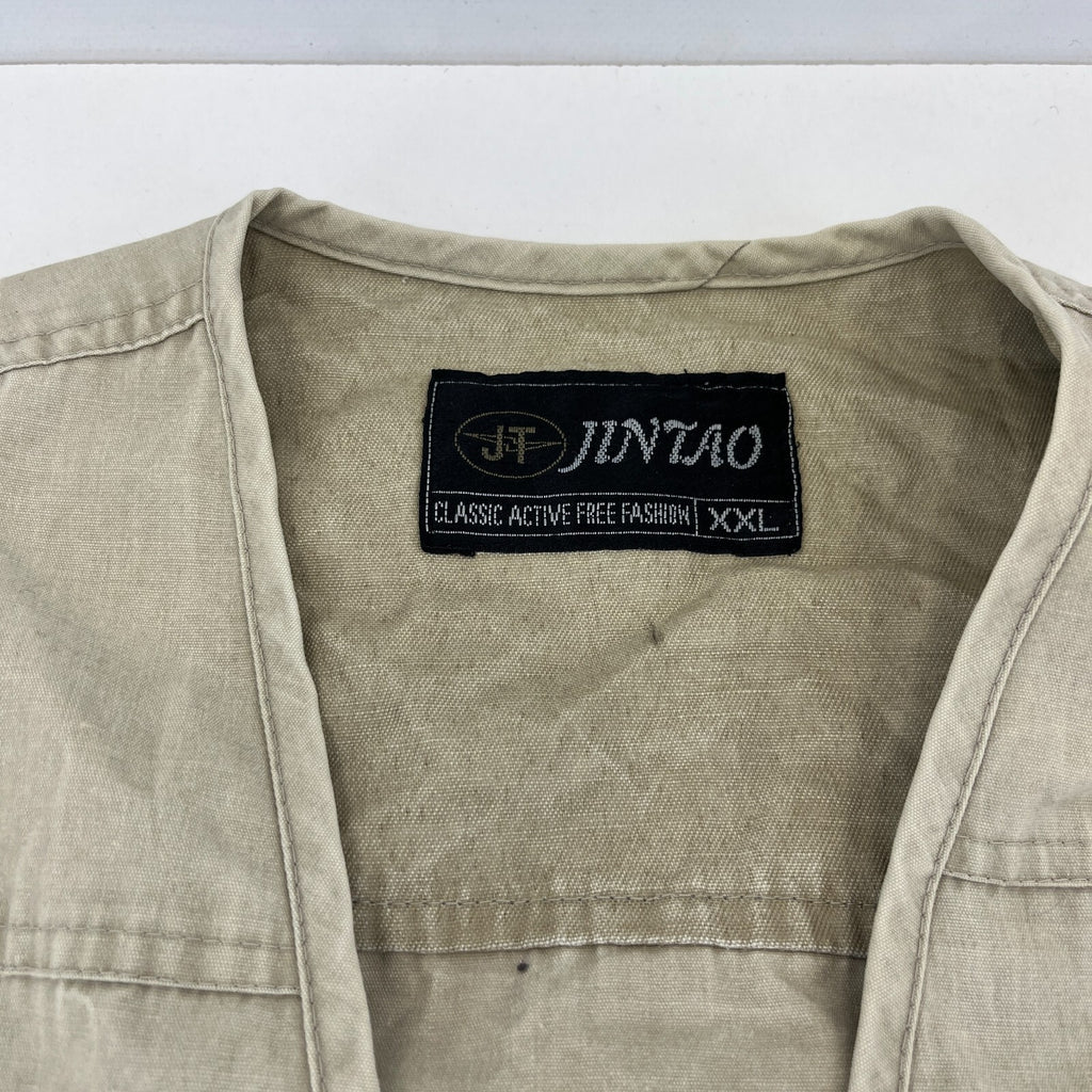 Vintage Utility Vest Cargo Tactical Techwear Khaki Beige Men’s size 2XL