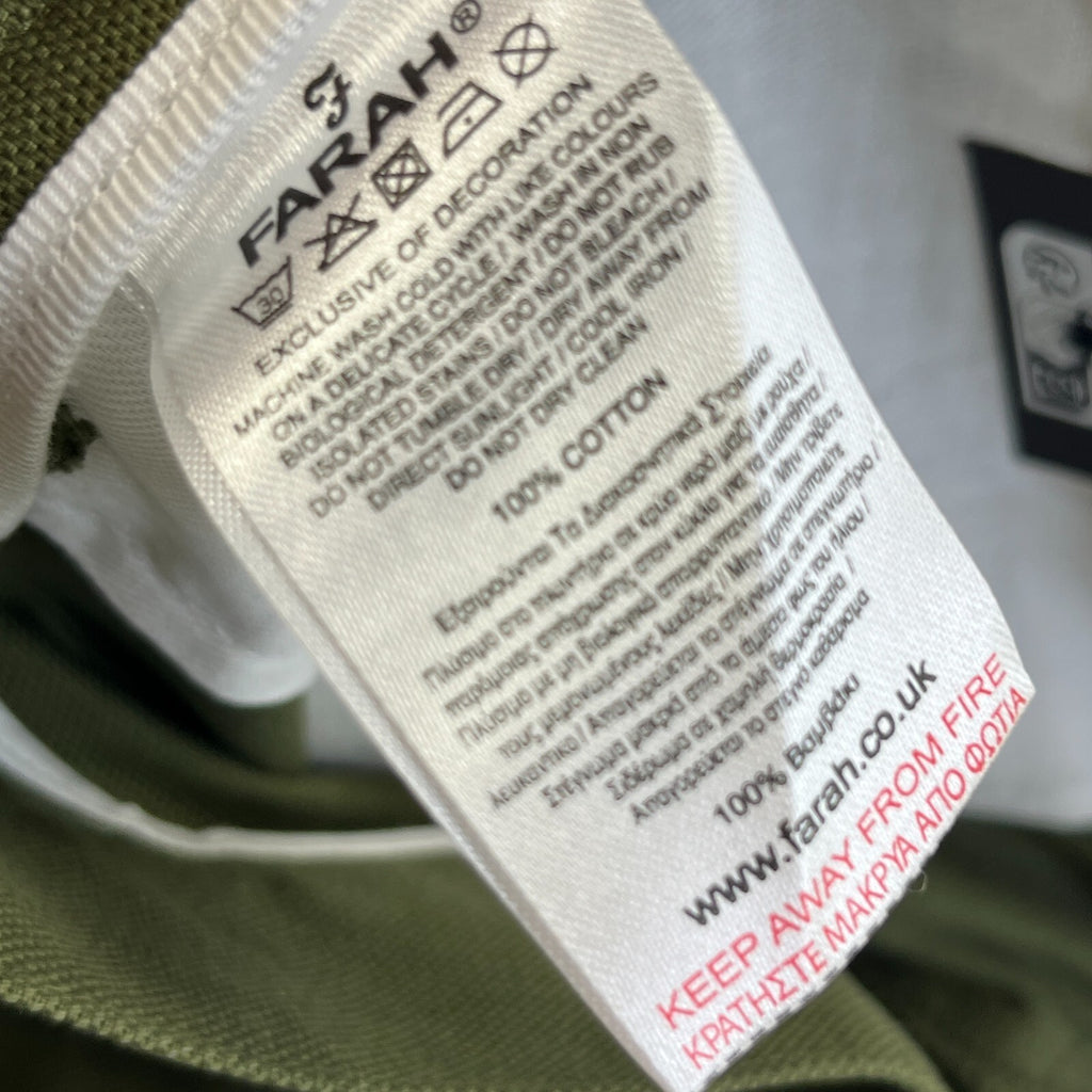 Farah Norwood Hopsack 100% Cotton Trousers Regular Fit W44" L30" Olive Green