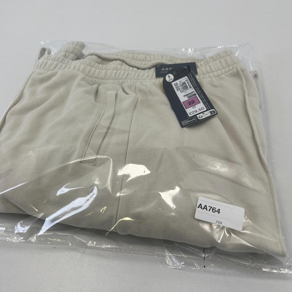 M&S Ladies Goodmove Parachute Joggers Cuffed Trousers Pants Cream UK size 22 New