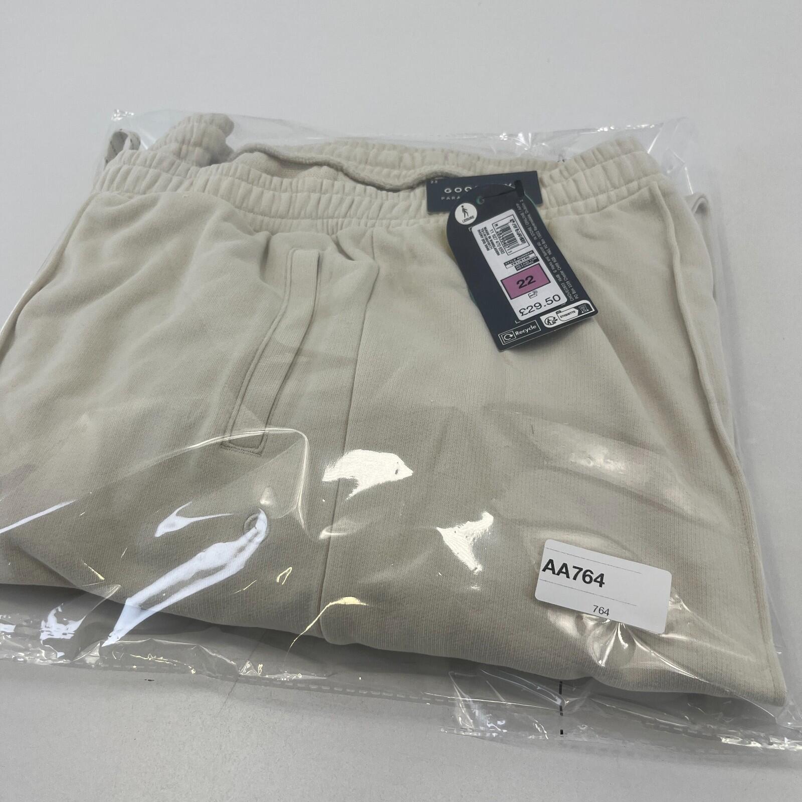 M&S Ladies Goodmove Parachute Joggers Cuffed Trousers Pants Cream UK size 22 New