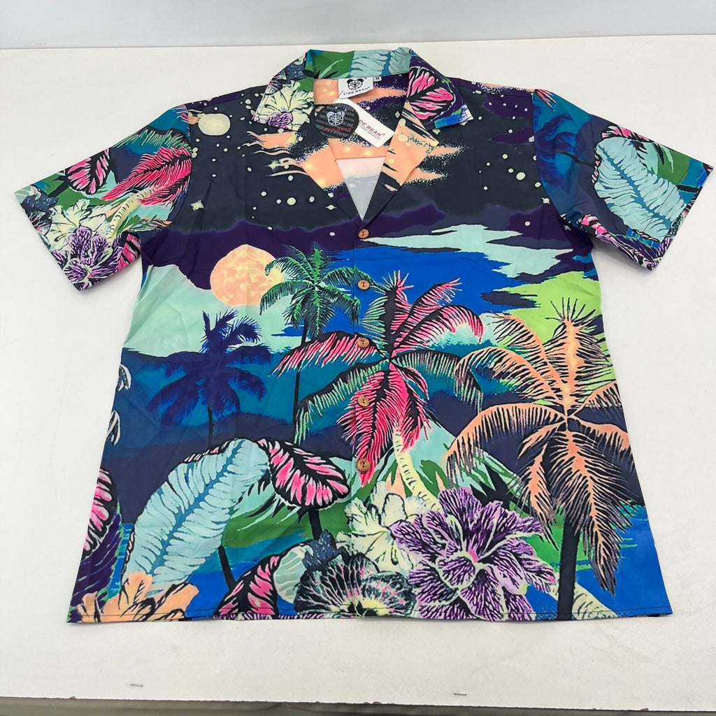 TLDE Gloomy Bear AOP Short Sleeve Shirt Beach Palms Print size M - Sh*te Shirt
