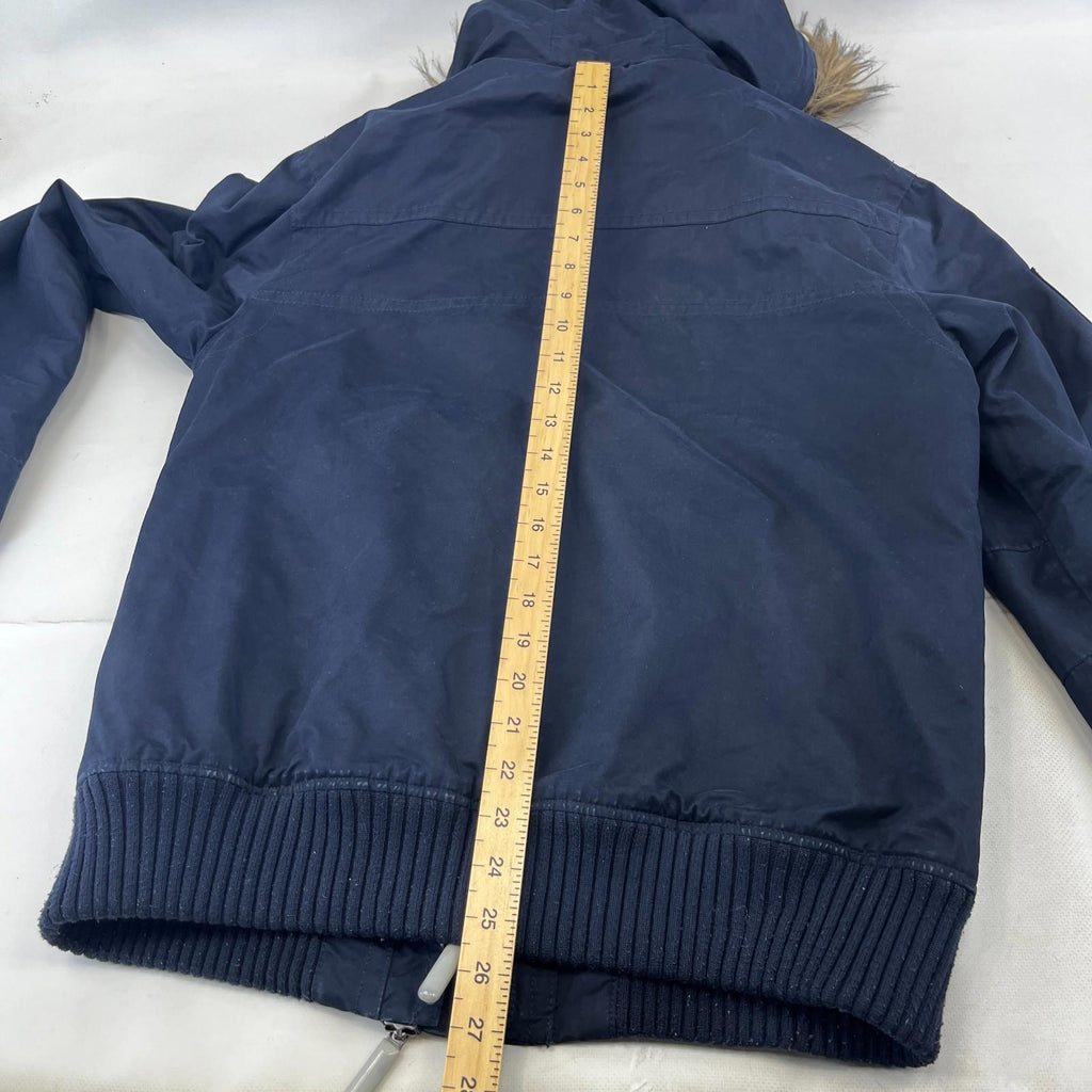 SuperDry Mens Windbomber Bomber Jacket size Large Hooded in Navy Blue Microfibre