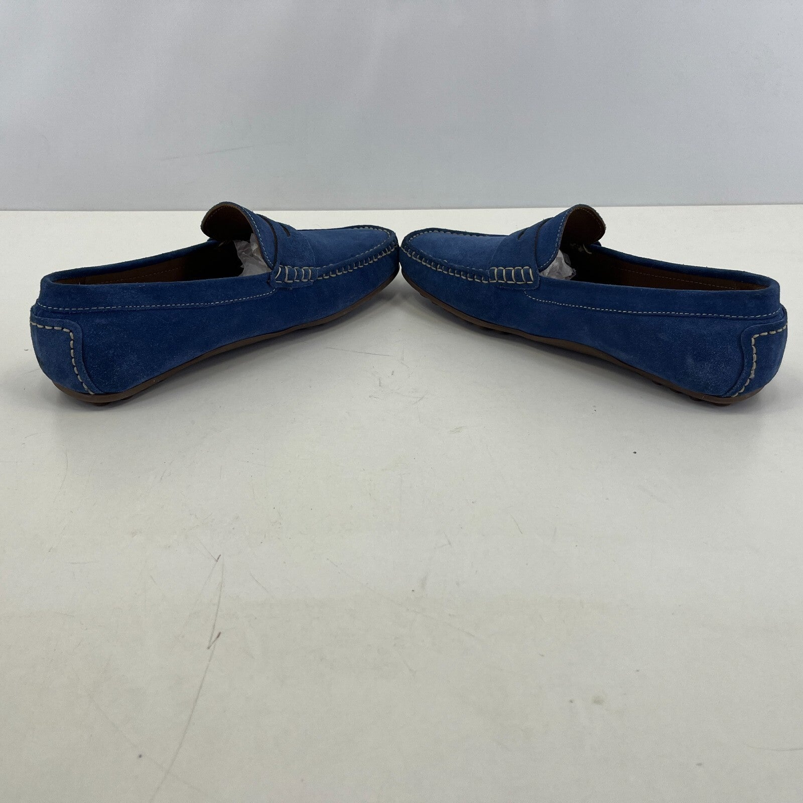 Chatham Parker Shoes Men’s Suede Leather Moccasin Loafers size 8 Admiral Blue