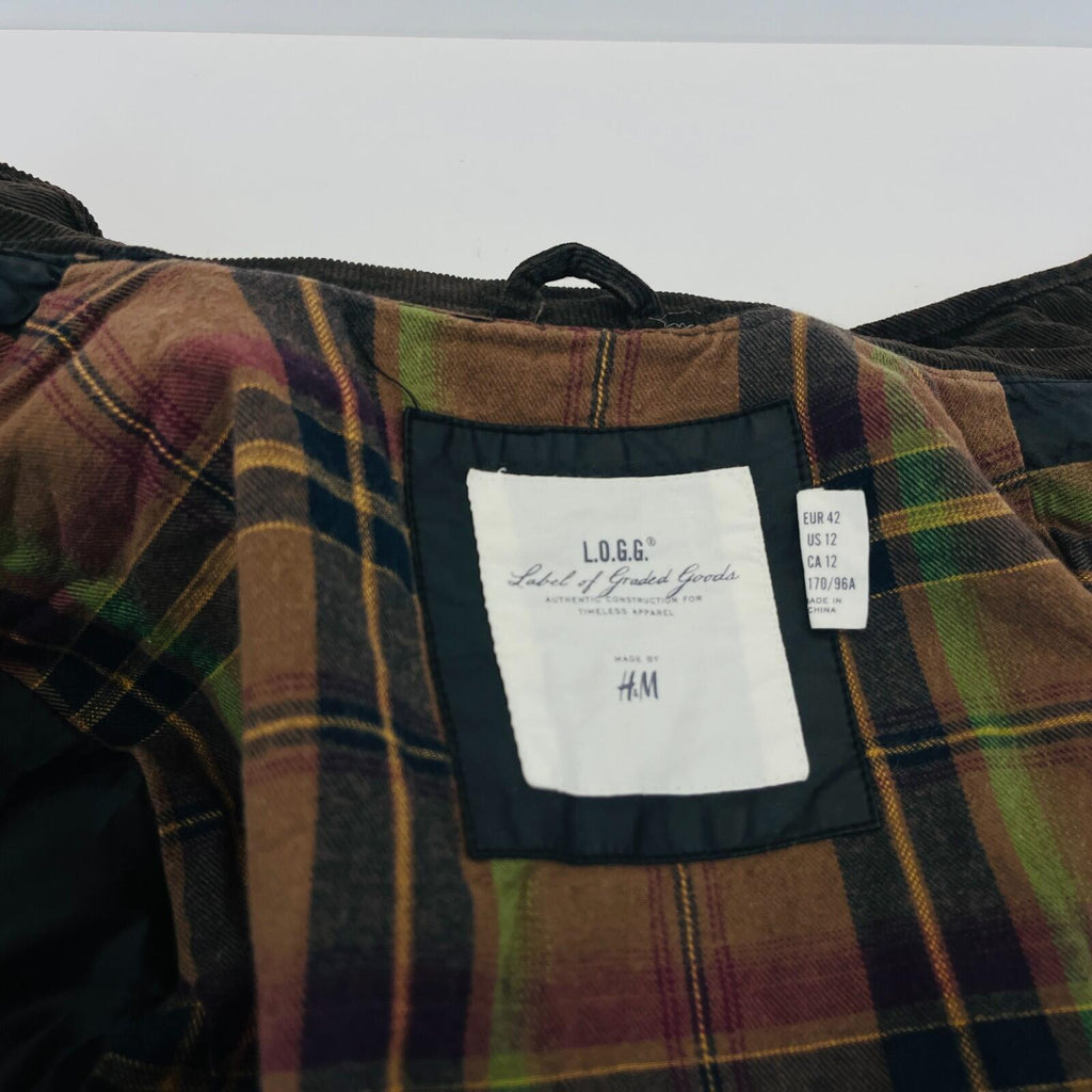 H&M Women's Wax Jacket in Black with Cord Collar size 12