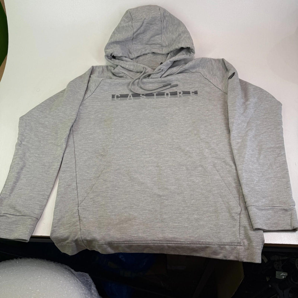 Castore Graphic Spellout Hoodie with Sleeve Logo Grey size Small - VGC