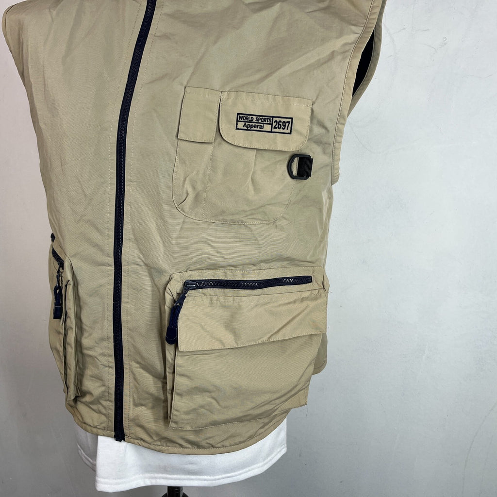 Hummel Hybrid Utility Vest Cargo Gilet Sleeveless Jacket size L Beige