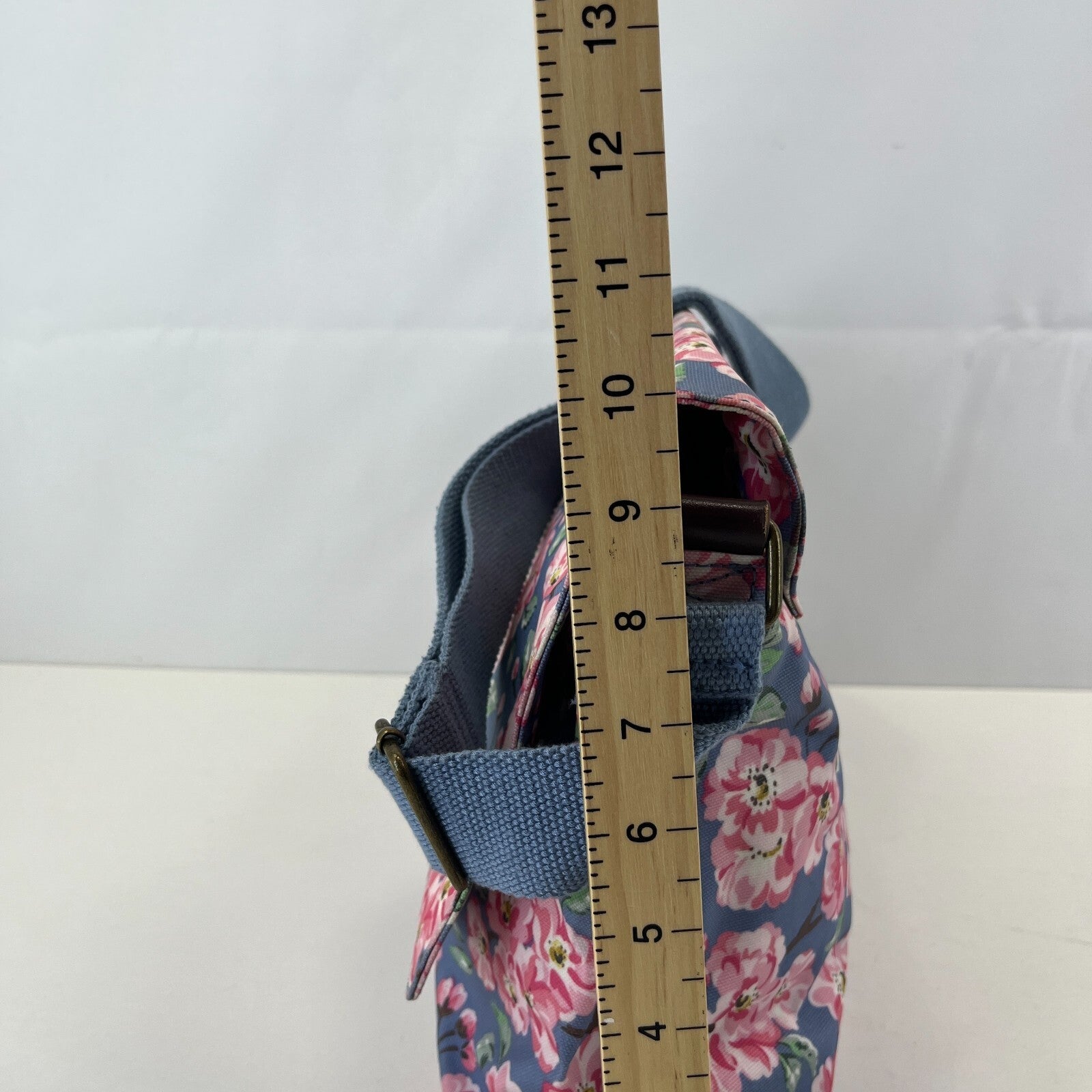 Cath Kidston Medium Crossbody Bag Shoulder Blue Pink Floral Foldover