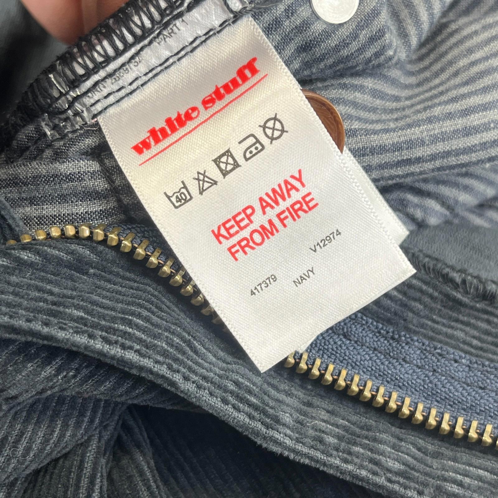 White Stuff Men's Corduroy Trousers/Jeans Straight Leg Dark Blue size 34R