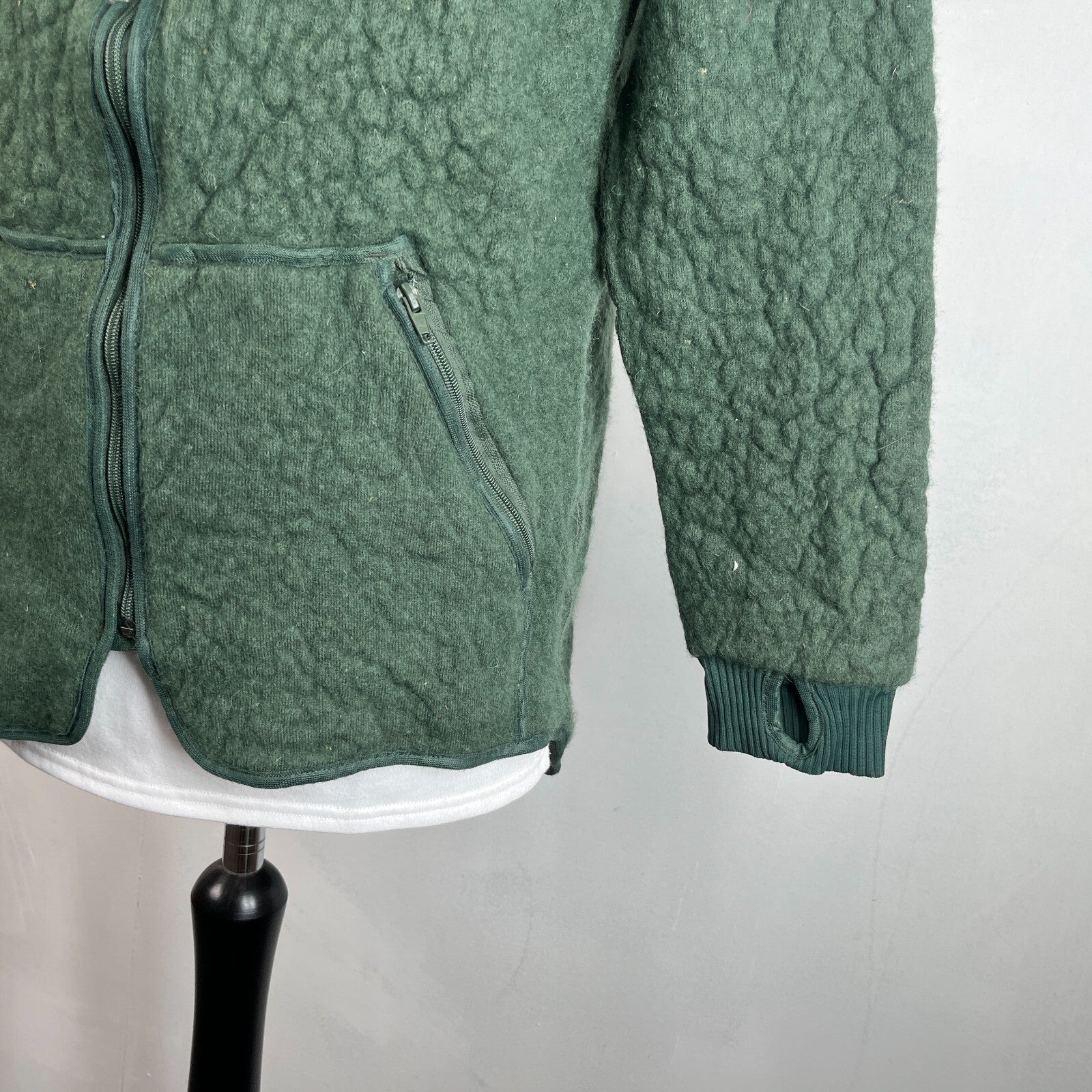 Vintage Dutch Army Fleece Jacket Olive Green size Medium