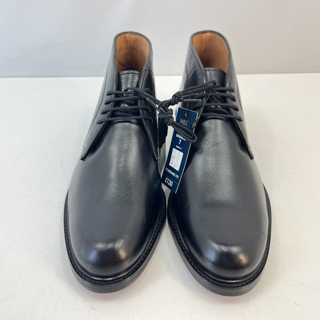 Marks and Spencer Sartorial Black Leather Smart Luxury Boots UK 7 RRP £120 - New
