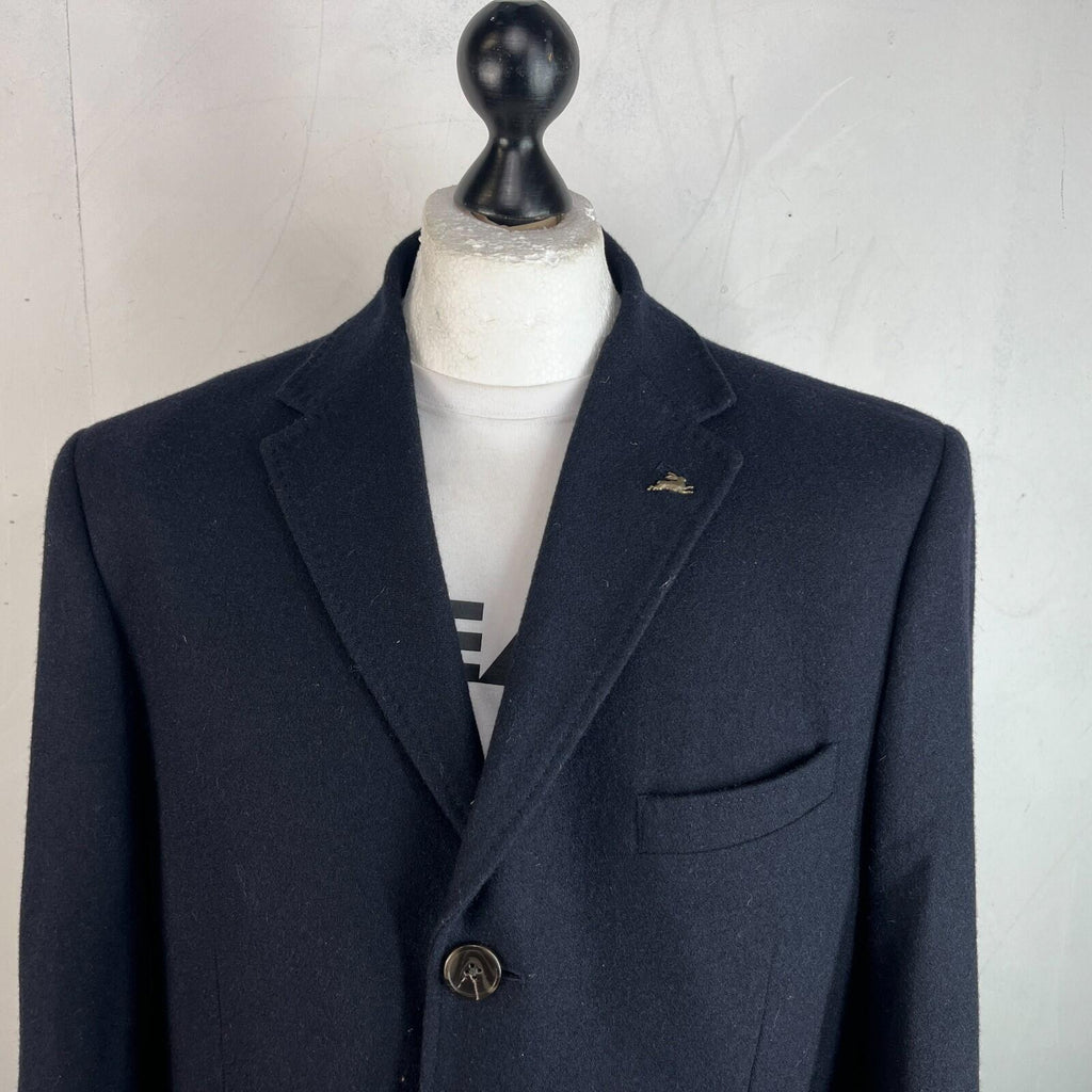 Harry Brown Men's Black Wool Blend Mid-Length Overcoat size XL Slim Fit