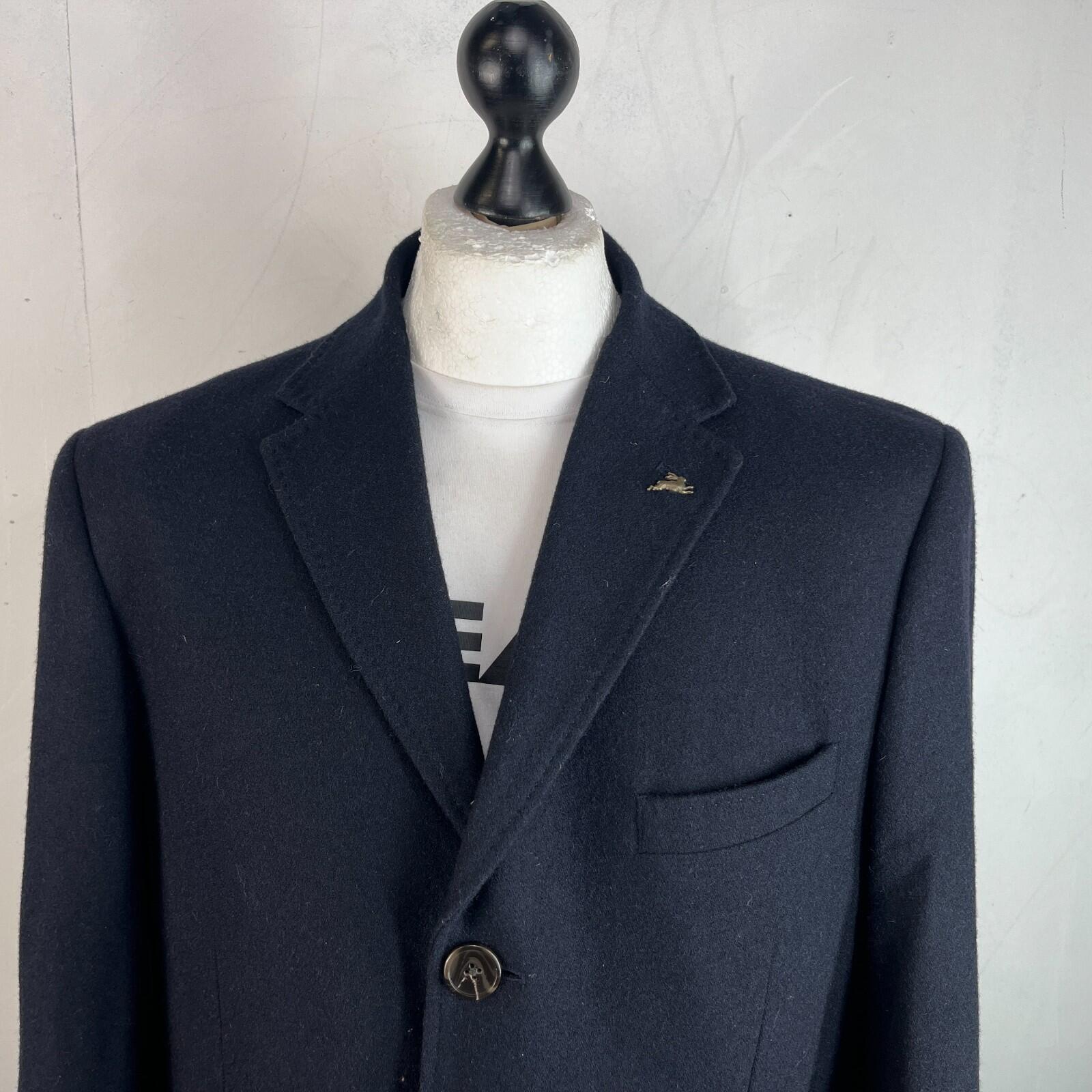 Harry Brown Men's Black Wool Blend Mid-Length Overcoat size XL Slim Fit