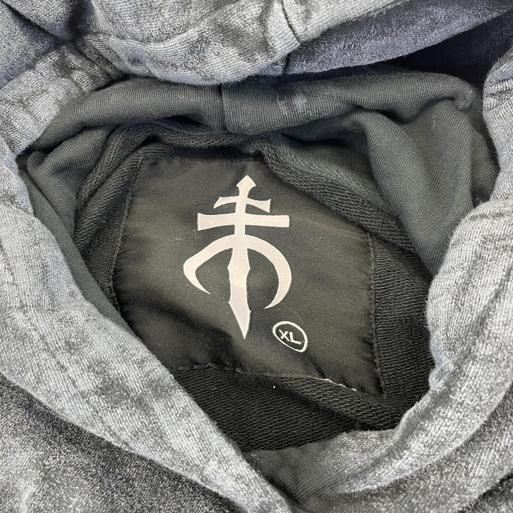 Drop Dead Distressed Look Grey Hoodie Zip Sleeves 100% Cotton Streetwear UK XL