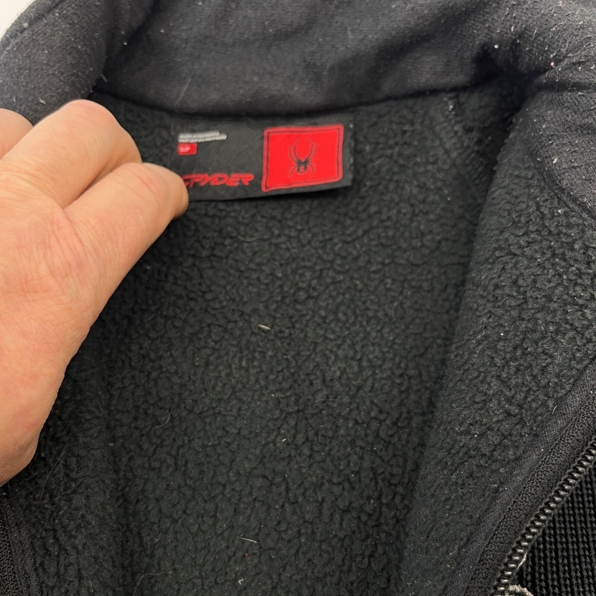 Spyder Quarter Zip Fleece Lined Pullover Top in Black size Small